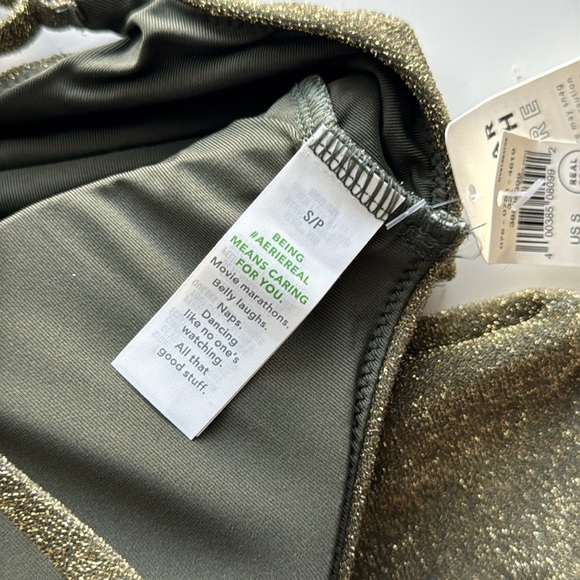 Aerie Swim Suit never wore top and bottom are size small, army green metallic - Picture 4 of 8